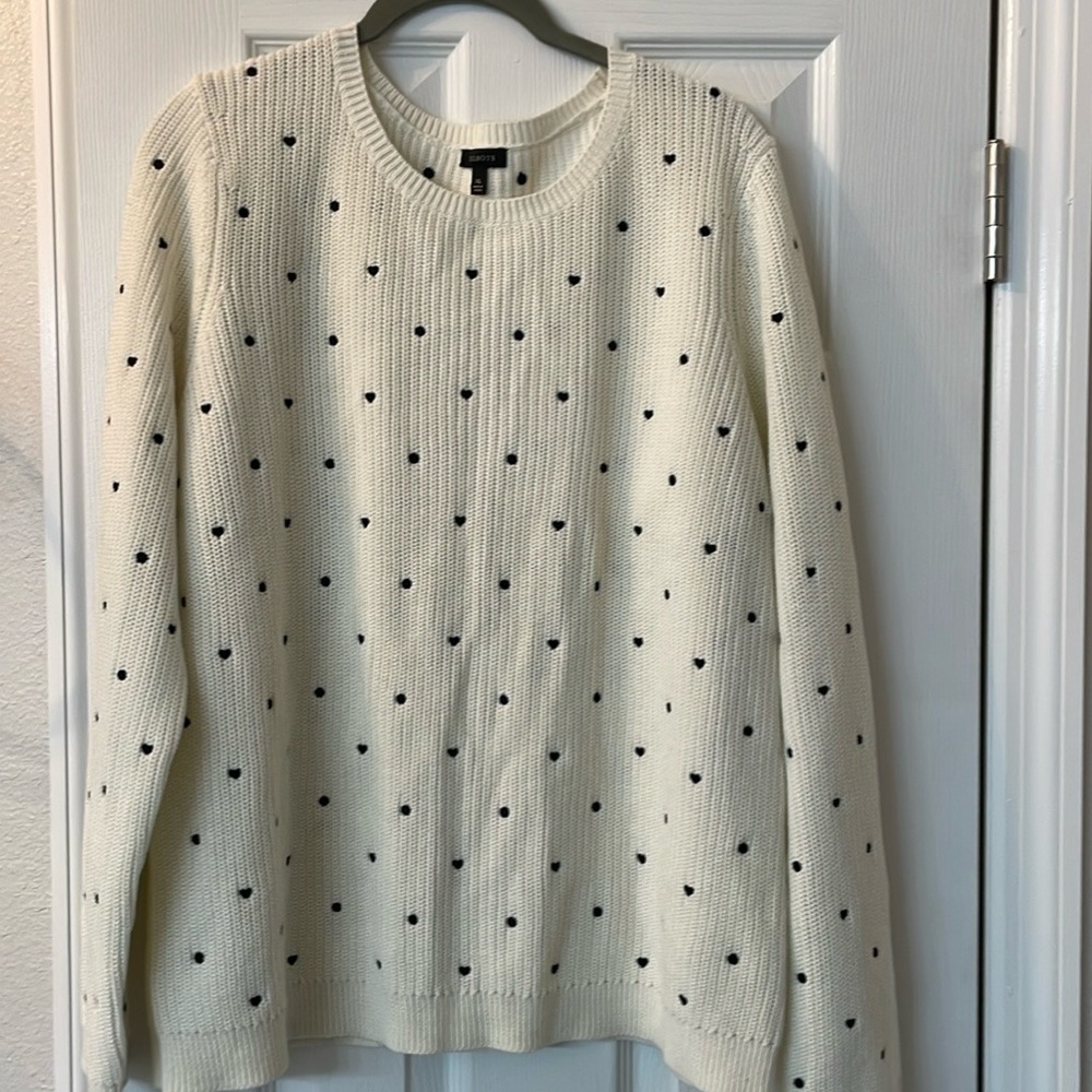 Talbots heart/polkadot sweater, NWOT, XL